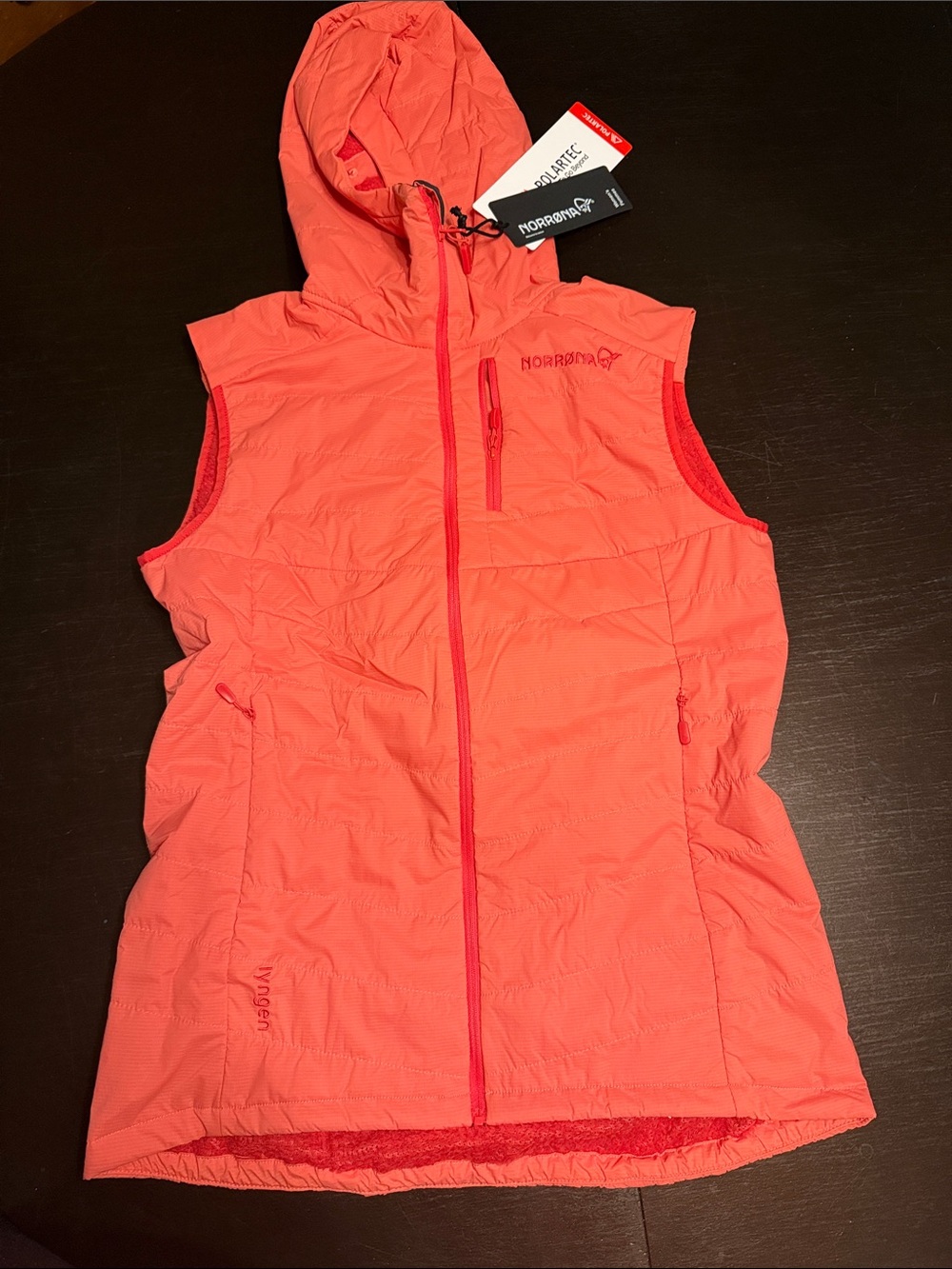 Norrøna Women's Lightweight Hooded Vest in Coral